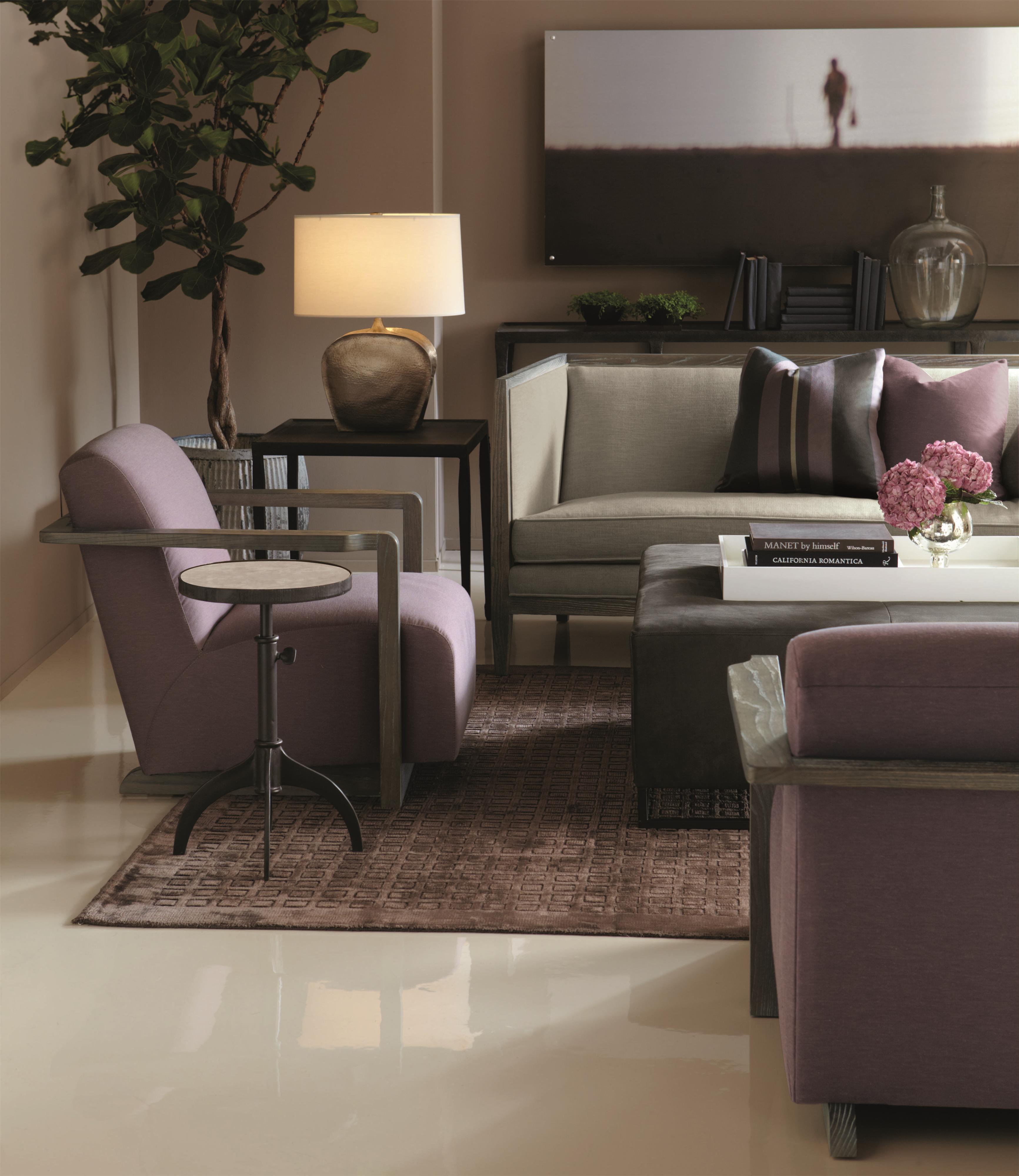 Bernhardt Elwood N5227 Sofa with Transitional Retro Style and Wood Trim